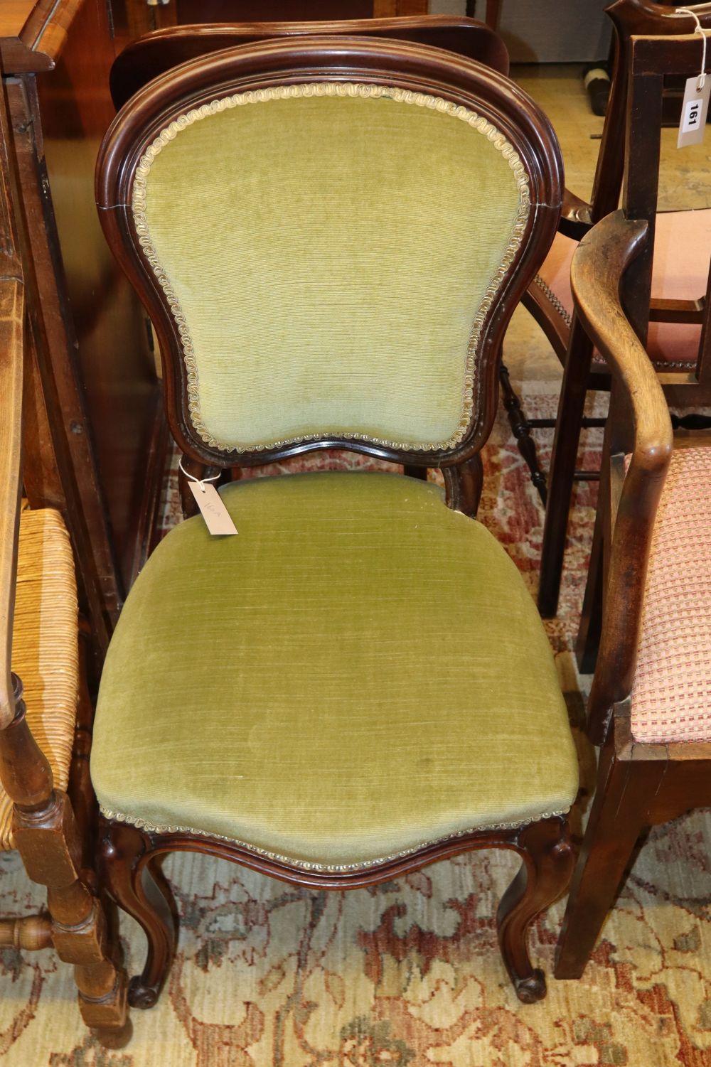 A pair of 19th century mahogany salon chairs